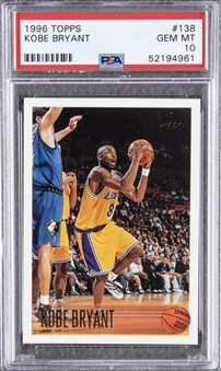 1996/97 Topps Basketball Near Complete Set (217/221) Including PSA GEM MT 10 Kobe Bryant Rookie Card